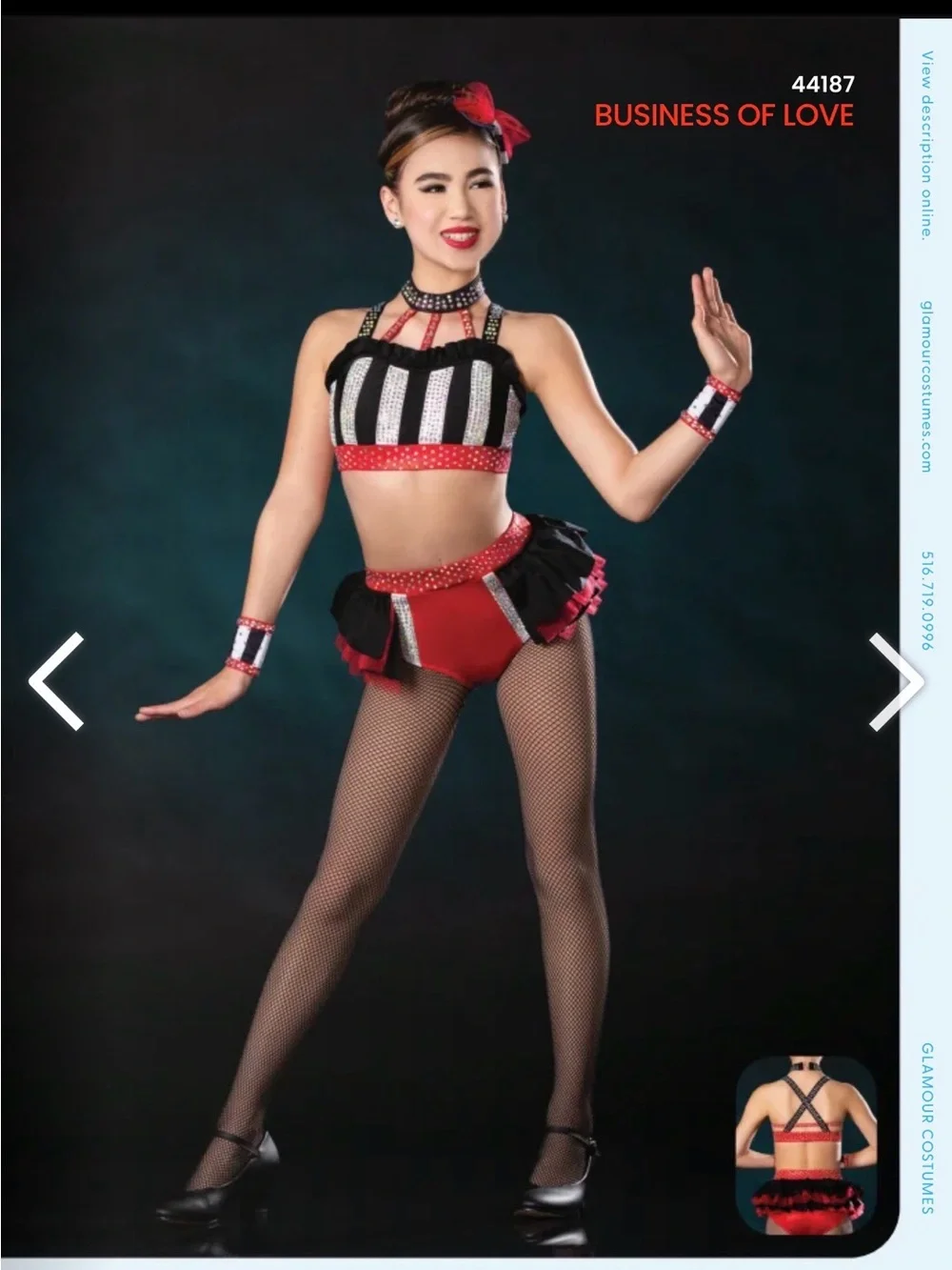 Glamour Red, Black & Silver Sequin Kids Dance Costume Duo